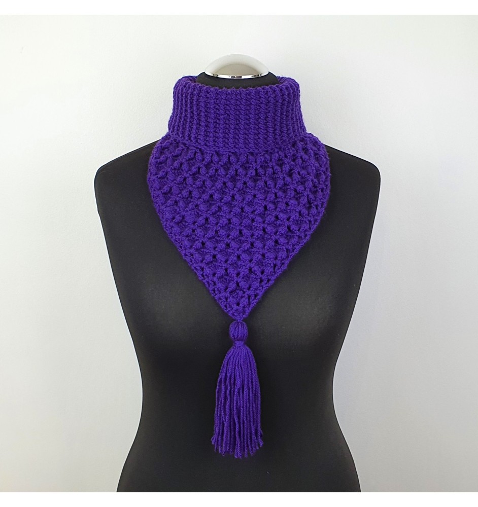 Szydełkowy fioletowy ocieplacz na szyję
