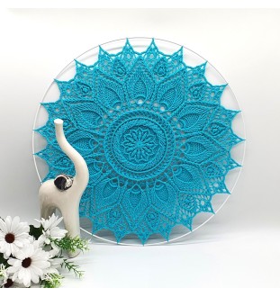 Turkusowa mandala na szydełku 45 cm
