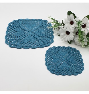 Komplet 7 podkładek turkusowych pod filiżankę