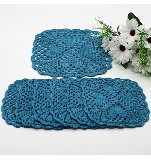 Komplet 7 podkładek turkusowych pod filiżankę