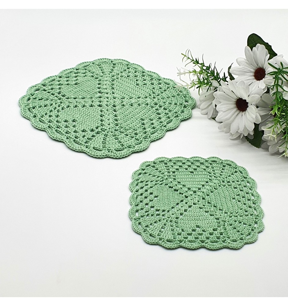 Komplet 7 podkładek miętowych pod filiżankę