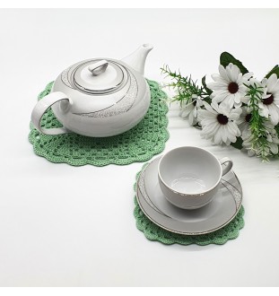 Komplet 7 podkładek miętowych pod filiżankę