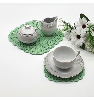 Komplet 7 podkładek miętowych pod filiżankę
