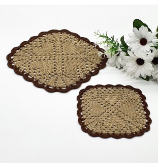 Komplet 7 podkładek beżowych pod filiżankę