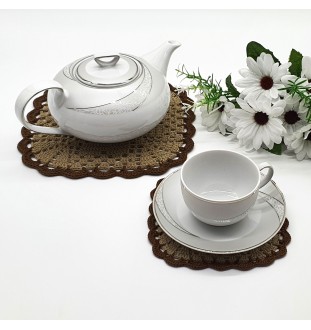 Komplet 7 podkładek beżowych pod filiżankę