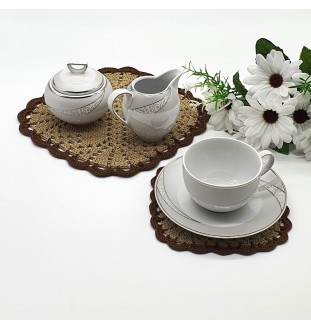 Komplet 7 podkładek beżowych pod filiżankę