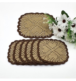 Komplet 7 podkładek beżowych pod filiżankę