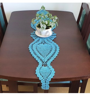 Turkusowy bieżnik szydełkowy