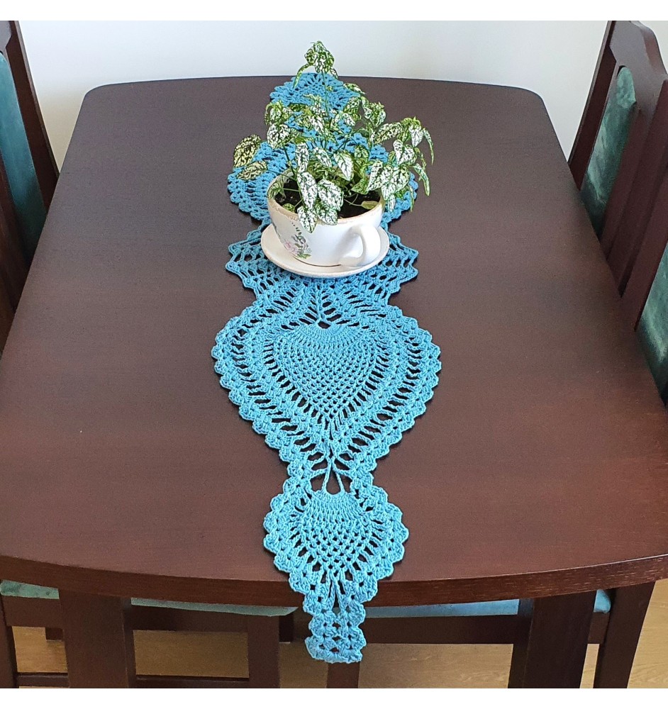 Turkusowy bieżnik szydełkowy