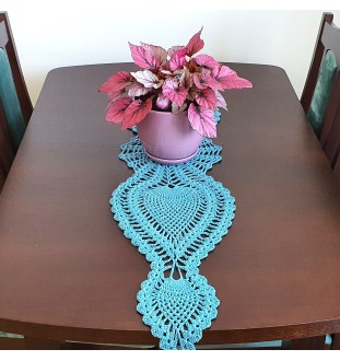 Turkusowy bieżnik szydełkowy