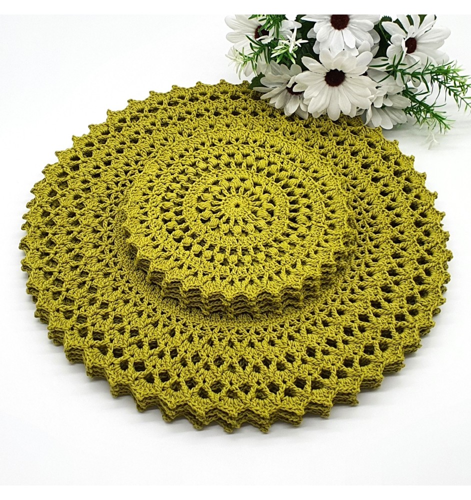 Komplet 8 podkładek na szydełku