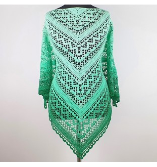 Szydełkowa bawełniana chusta w odcieniach zieleni