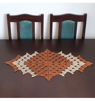 Bieżnik brązowo - beżowy na szydełku