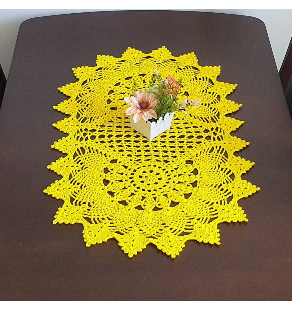 Szydełkowy, cytrynowy bieżnik