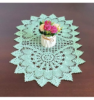 Szydełkowy, miętowy bieżnik