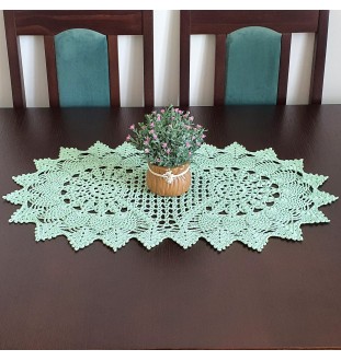 Szydełkowy, miętowy bieżnik