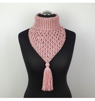 Szydełkowany różowy ocieplacz na szyję