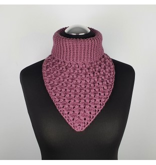 Szydełkowy, wrzosowy ocieplacz na szyję