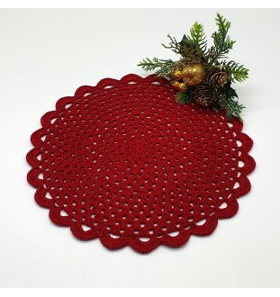 Komplet bordowych podkładek na szydełku