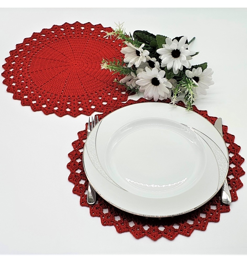 Szydełkowy komplet 24 podkładek + serweta