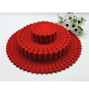 Szydełkowy komplet 24 podkładek + serweta