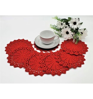Szydełkowy komplet 24 podkładek + serweta
